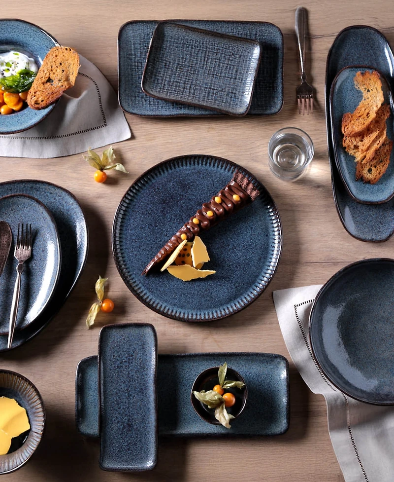 Porto Brasil 14.17" Stoneware Large Shallow Oval Platters, Set of 4