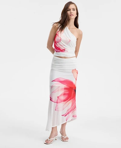 Bar Iii Women's Asymmetrical Floral-Print Midi Skirt, Macy's Exclusive