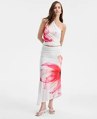 Bar Iii Women's Asymmetrical Floral-Print Midi Skirt, Macy's Exclusive