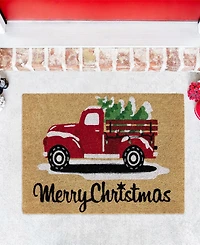 Vcny Home Christmas Truck Outdoor Coir Doormat, 18" x 30"