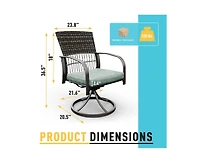 Pamapic Green Rattan Swivel Patio Dining Chair Set of 2