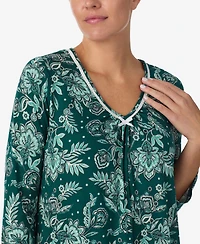 Ellen Tracy Women's Printed V-Neck Top and Drawstring Pants Pajama Set