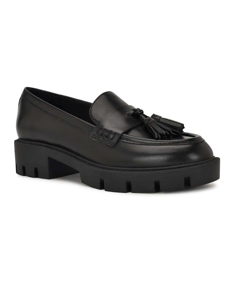 Nine West Womens Marela Tassel Lug Sole Loafers