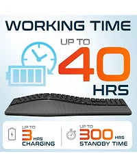 Delton KB250 Ergonomic Wireless Rechargeable Keyboard with Wrist Rest Pad (DKBE250-wr)