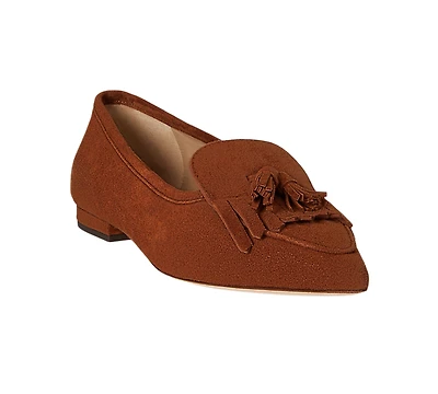 Lauren Ralph Women's Londyn Sheep-Suede Kiltie Ballet Flats