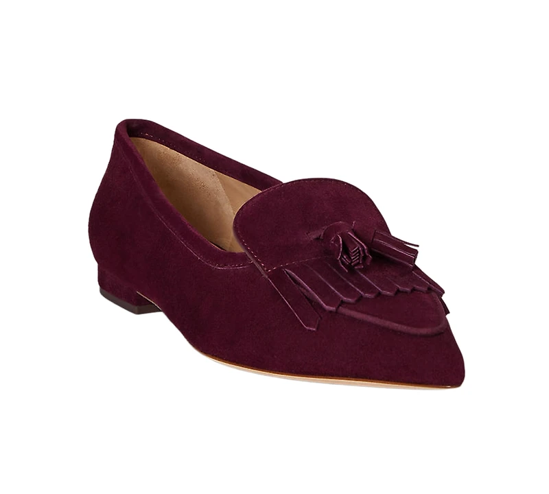 Lauren Ralph Women's Londyn Sheep-Suede Kiltie Ballet Flats