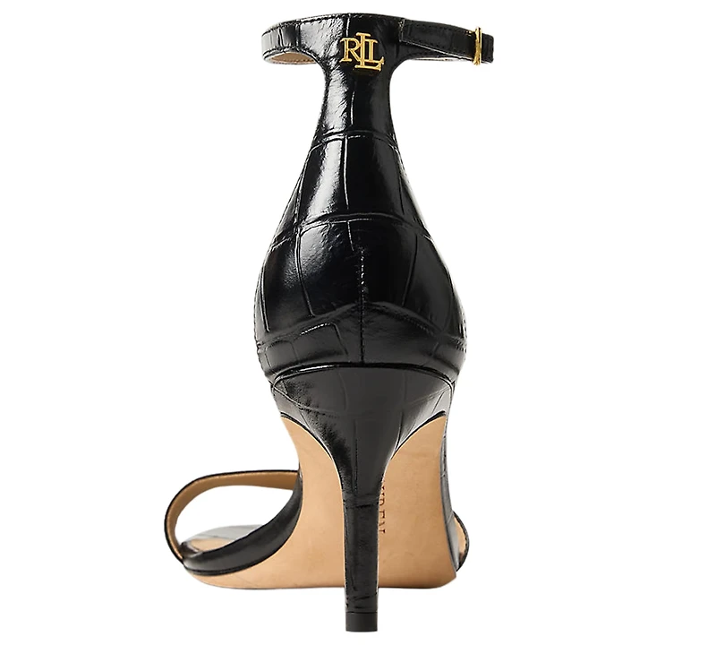 Lauren Ralph Women's Allie Mid-Heel Crocodile-Embossed Sandal