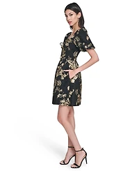 Vince Camuto Women's Square Neck Puff Sleeves Dress