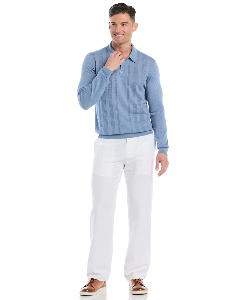 Cubavera Men's Long Sleeves Sweater Polo Shirt