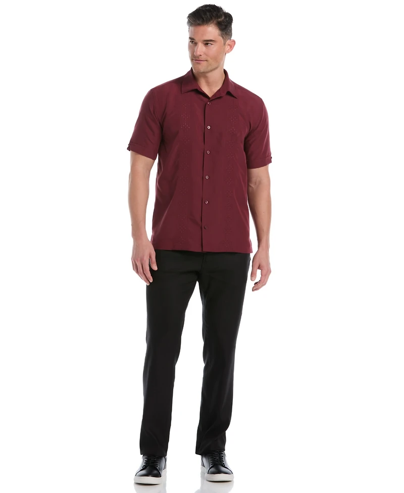 Cubavera Men's Tonal Argyle Embroidery Short Sleeves Shirt
