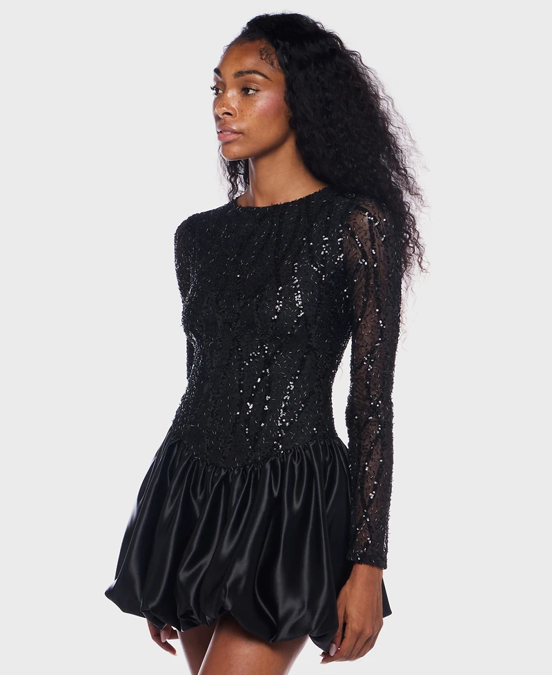 Alex & Sophia Junior's Long Sleeve Round Neck Bubble Dress