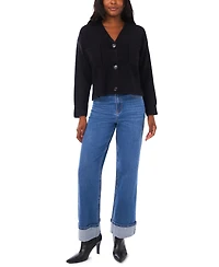 1.state Women's Cropped V-Neck Oversized Cardigan
