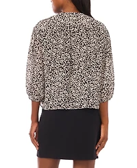 1.state Women's Printed 3/4-Sleeve Crewneck Flowy Blouse