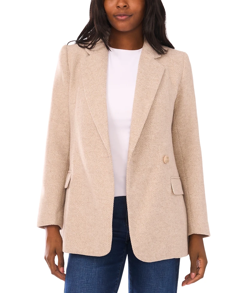 1.state Women's Herringbone Long Sleeve Blazer