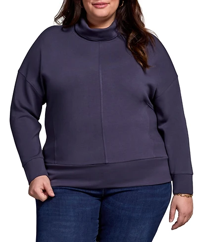 Tribal Plus Techno Lux Drop Shoulder Funnel Neck Knit Top