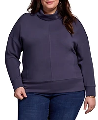 Tribal Plus Techno Lux Drop Shoulder Funnel Neck Knit Top