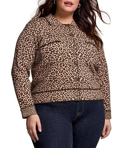 Tribal Plus Double Knit Long-Sleeve Cardigan Sweater