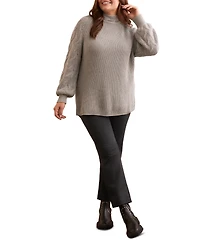 Tribal Plus Cable Knit Mock Neck Sweater