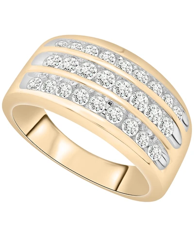 Macy's Men's Diamond (1 ct. t.w.) Multi-Row Band Ring in 10K Yellow Gold