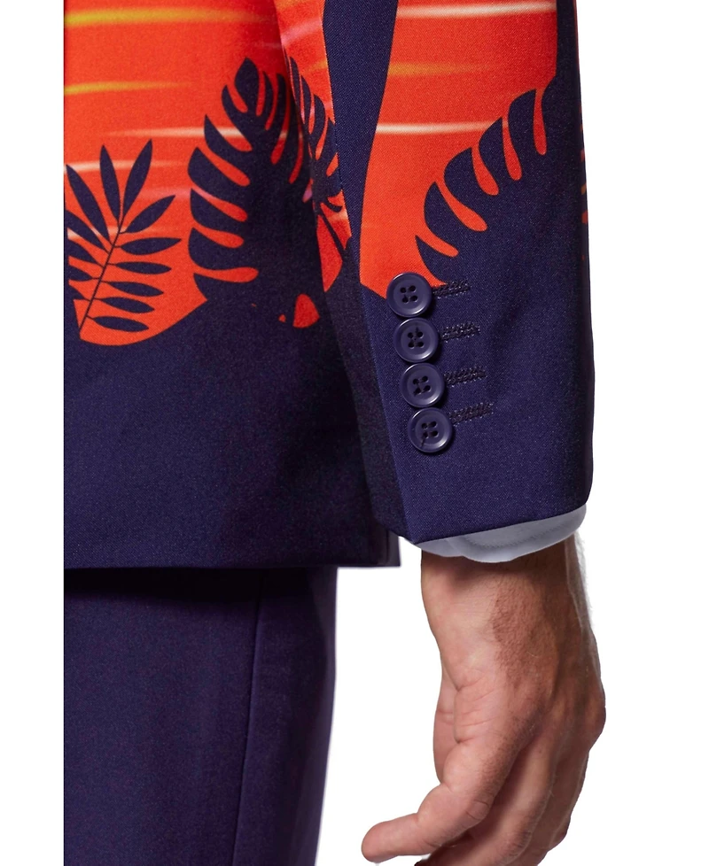 OppoSuits Men's Suit - Summer Sunset Party Outfit Slim Fit Purple Orange and Black Includes Blazer, Pants Tie