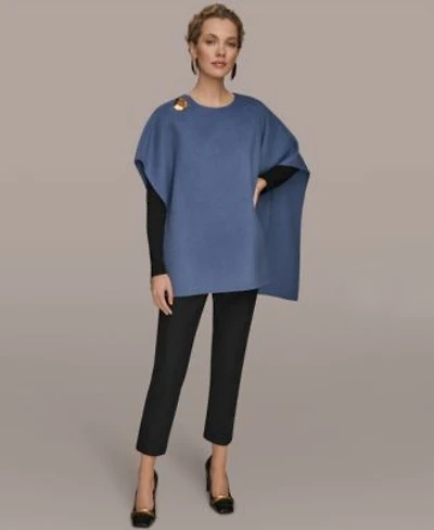 Donna Karan New York Womens Wool Blend Cape Jacket Faux Wrap Top Slim Leg Ankle Pants