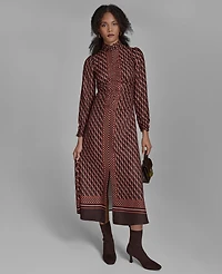 Bcbg Women's Long Sleeve Mock Neck Midi Dress