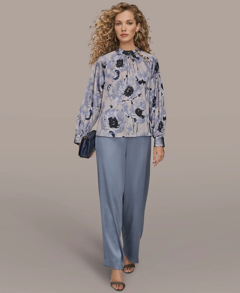 Donna Karan New York Women's Printed Mock Neck Top
