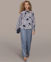 Donna Karan New York Women's Printed Mock Neck Top