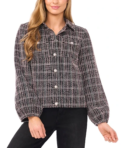 CeCe Women's Balloon Long Sleeve Chest Patch Jacket