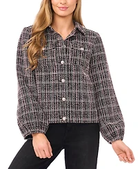 CeCe Women's Balloon Long Sleeve Chest Patch Jacket