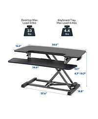 FlexiSpot M7 Series 35"W Manual Adjustable Standing Desk Converter, Black