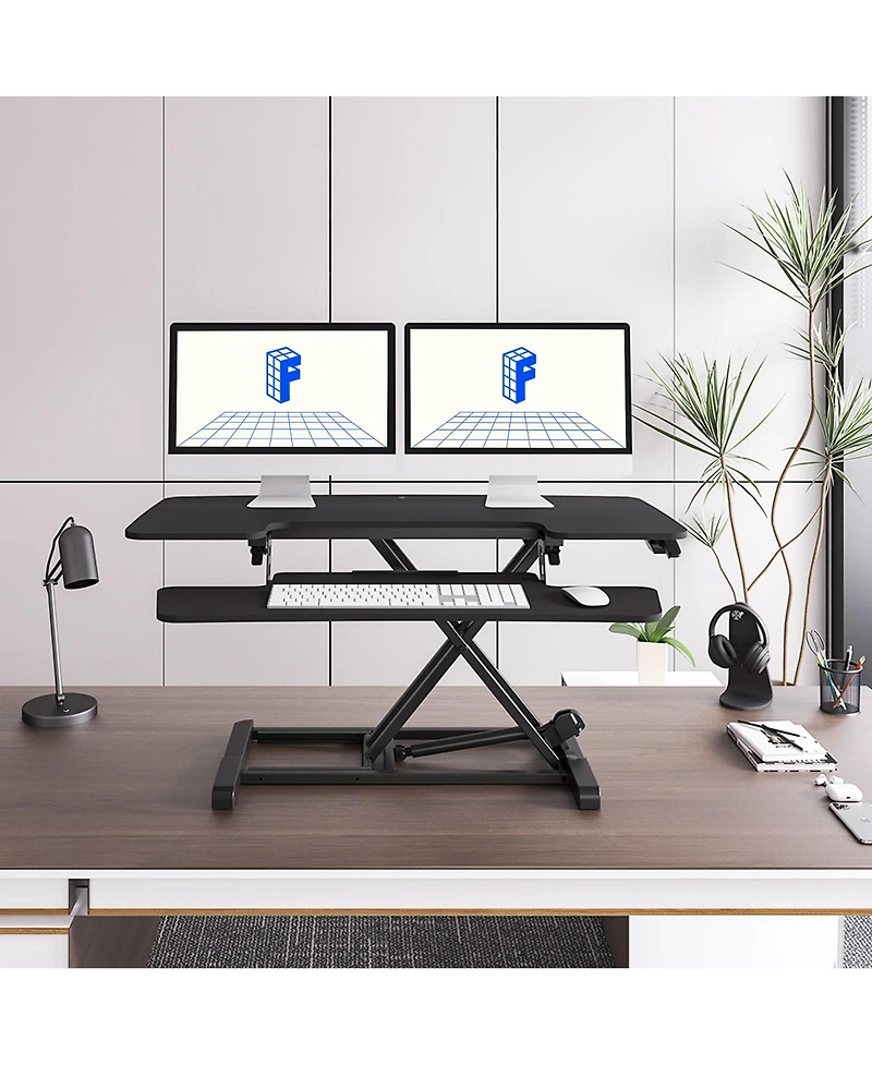 FlexiSpot M7 Series 40"W Manual Adjustable Standing Desk Converter, Black