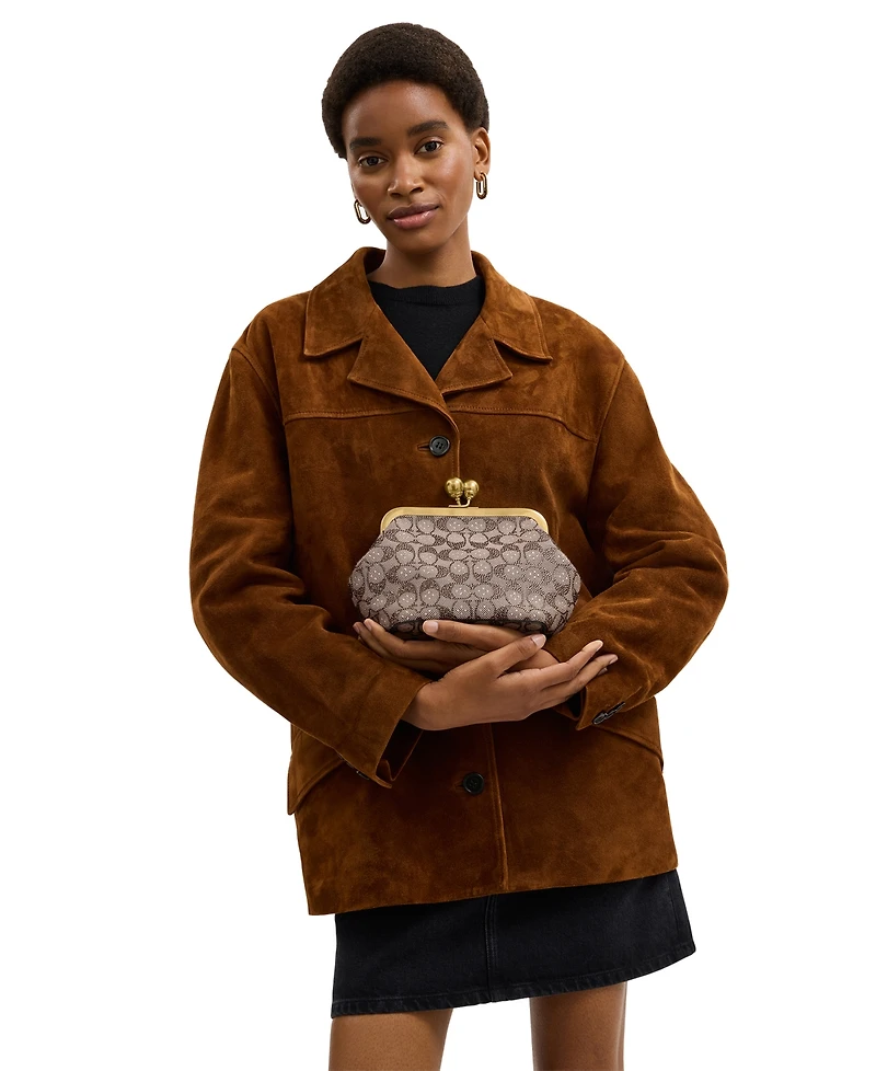 Coach Crystal Signature Jacquard Small Frame Bag