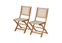 Aecojoy Outdoor Folding Chairs Set of 2, Wooden Patio Dining Chairs with High Back