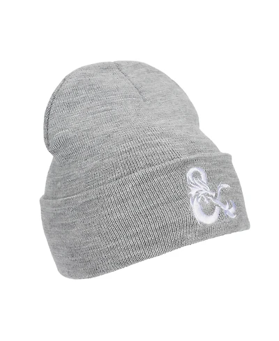 Dungeons & Dragons Men's Ampersand Logo Embroidery Heather Gray Acrylic Knit Cuff Beanie