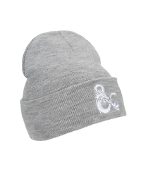 Dungeons & Dragons Men's Ampersand Logo Embroidery Heather Gray Acrylic Knit Cuff Beanie