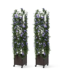 Gymax 2 Pcs 87'' Tall Raised Garden Bed w/ Plant Box Lockable Wheels Indoor Outdoor