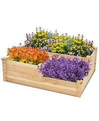 Gymax 3-Tier Outdoor Raised Garden Bed Fir Wood Elevated Flower Box Backyard