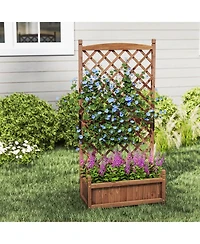 Gymax 60'' Tall Raised Garden Bed w/ Diamond Lattice Trellis Drainage Holes Outdoor