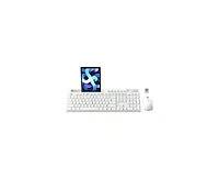 Risokeys Wireless Keyboard And Mouse Combo, 2.4G Wireless Computer Keyboard With Phone Tablet Holder, Silent Mouse With 6 Button, Compatible With, Whi