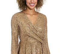 Muse Women's Long Sleeve Faux Twist Wrap Top