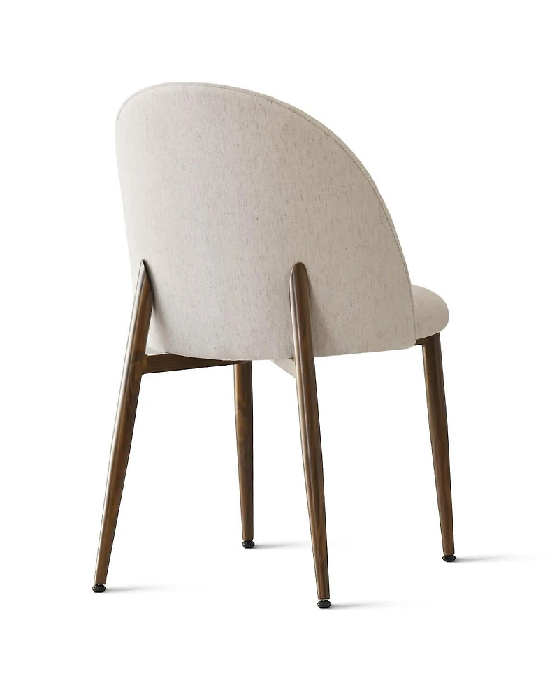 3-Piece Round Dining Set with 34.5 Inch Wood-Look Table and 2 Upholstered Chairs with Walnut Color Metal Legs for Small Spaces-Maison Boucle