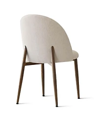 3-Piece Round Dining Set with 34.5 Inch Wood-Look Table and 2 Upholstered Chairs with Walnut Color Metal Legs for Small Spaces-Maison Boucle