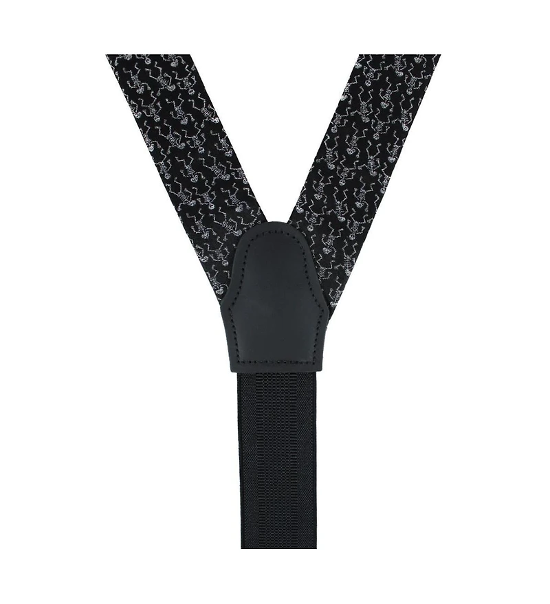 Trafalgar Men's Davy Bones the Dancing Skeleton Silk Button End Suspenders
