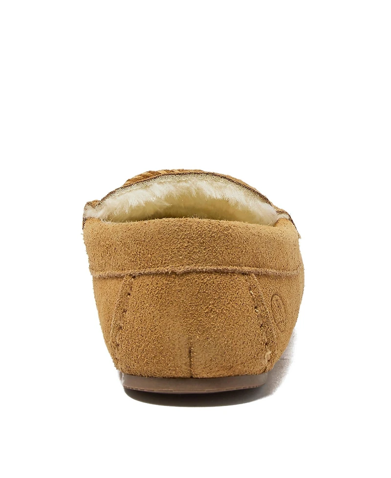 Lands' End Women's Fuzzy Lined Suede Moccasin Slippers