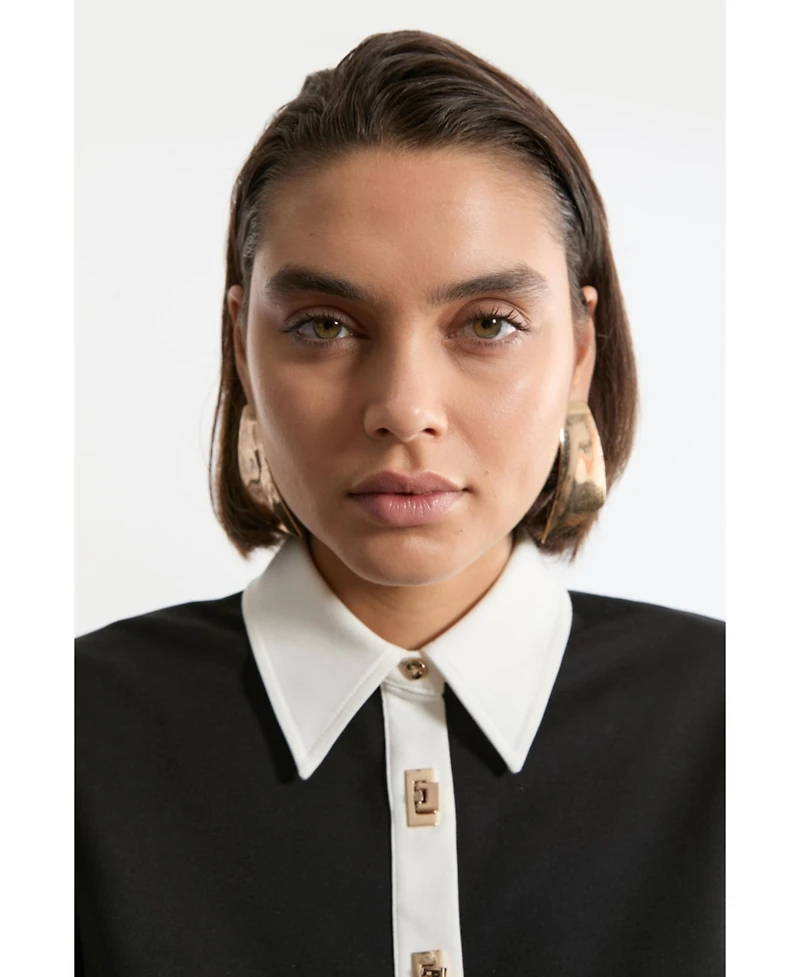 Karen Millen Women's Maxi Shirt Dress With Gold Clasps