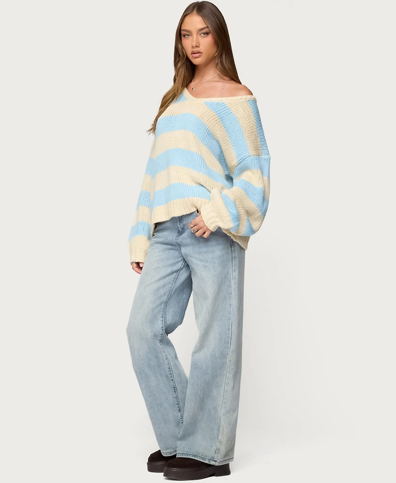 Edikted Women's Tracie Striped Oversized Sweater