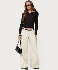 Edikted Women's Nettie Ribbed Henley Top