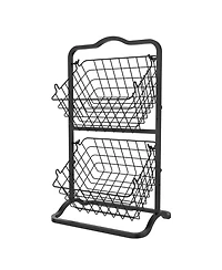 Oceanstar 2-Tier Storage Kitchen Wire Basket Stand, Black