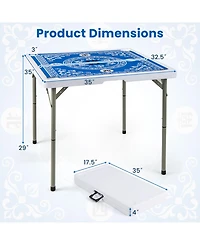 Sugift 35 Inch 4 Player Game Card Folding Mahjong Table with Cup Holders